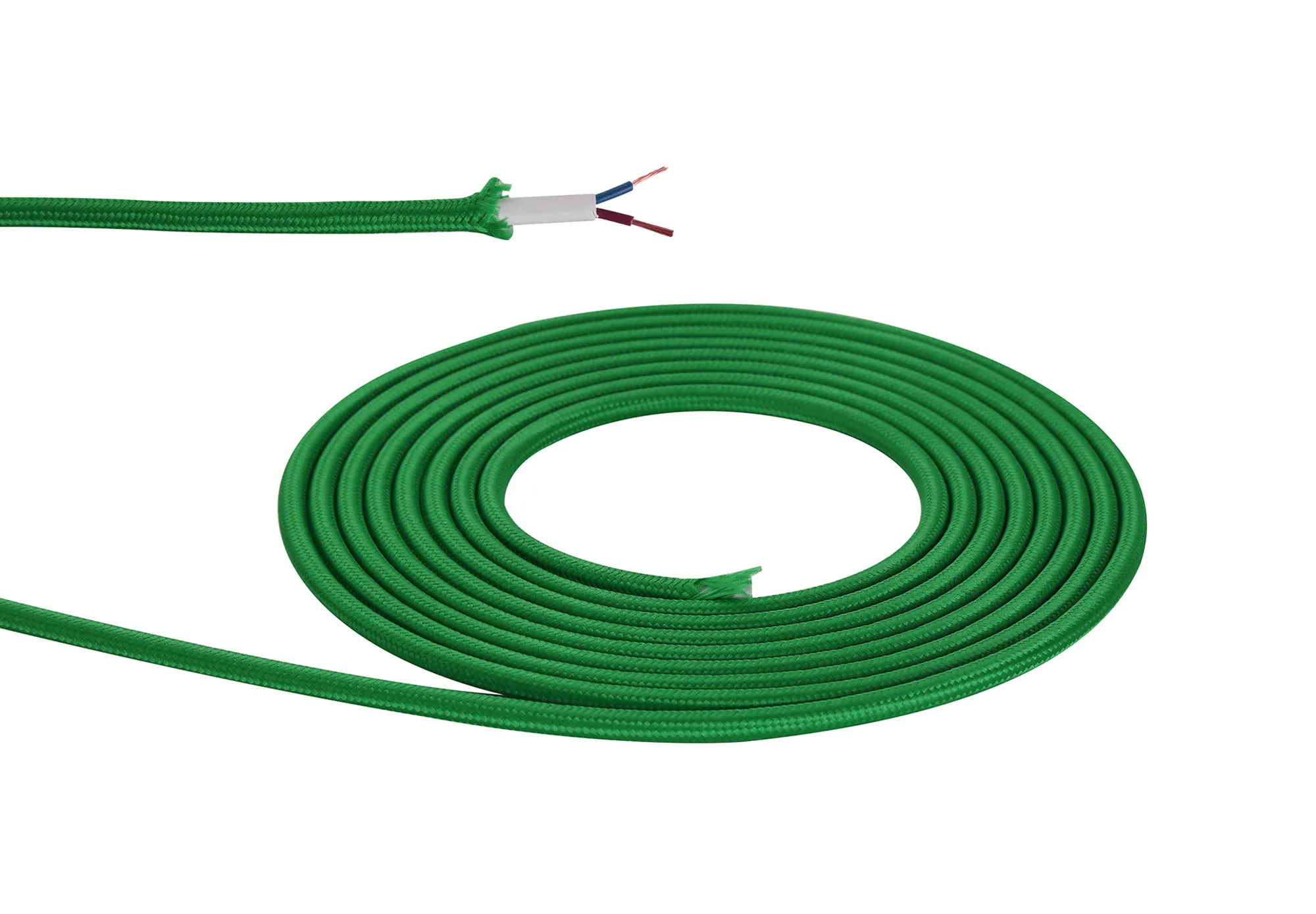 D0529  Cavo 1m Bottle Green Braided 2 Core 0.75mm Cable